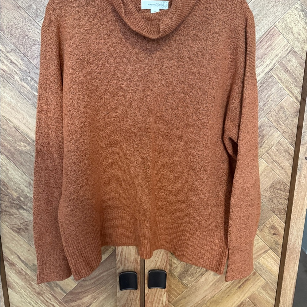 Treasure & Bond Brown Cowl Neck Sweater